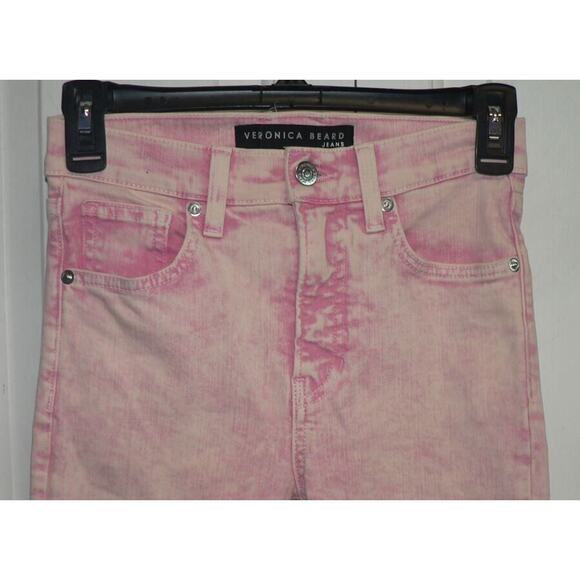 Veronica Beard Womens Carly Kick Flare High Rise Jeans in Pale Pink Size 24 $298 - Picture 5 of 8